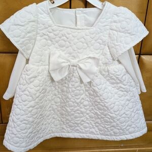 Quilted White Baby Dress with Bow